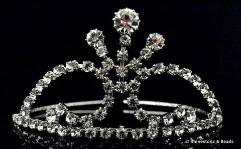 "Ava" Tiara - Silver/Crystal 55mm high